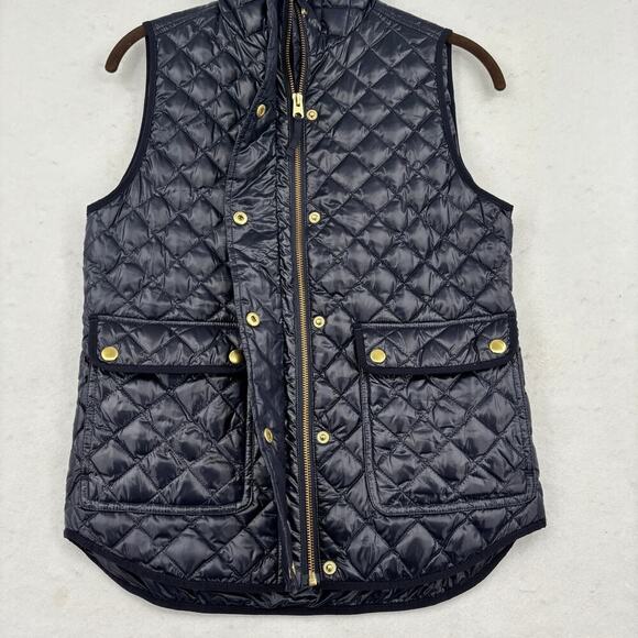 J Crew Vest Field Quilted Puffer Womens Size XXS Navy Blue Shiny Down Filled - Picture 5 of 11